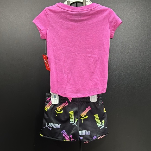 PUMA 2 pc.set,Knotted front jersey short sleeve T,elastic waist logo shorts - Picture 4 of 4